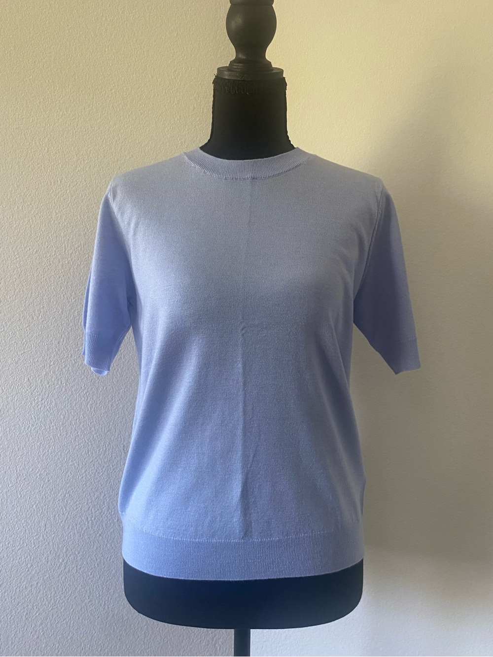 Zara Light Baby Blue Short Sleeve Knit Top